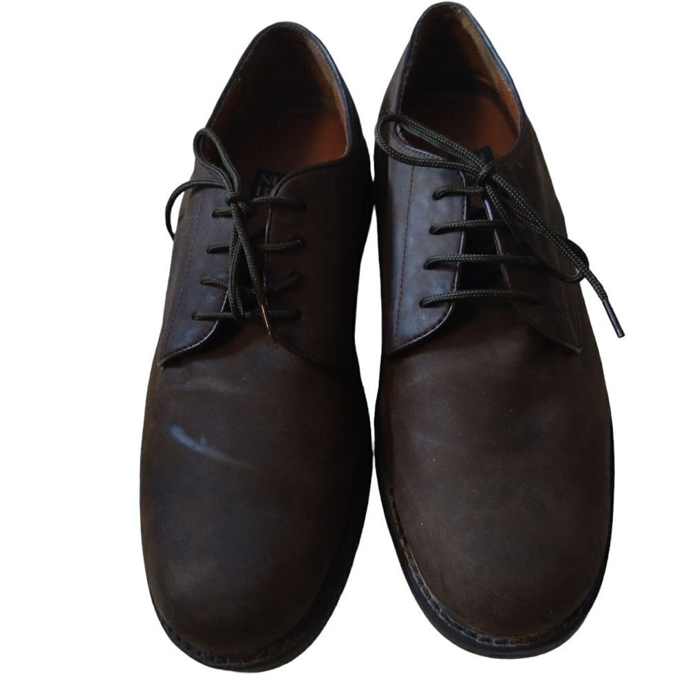 Nunn Bush Size 8.5W Dark Brown Leather Plain Toe Lace Up Oxford Shoes
